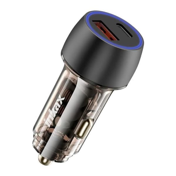 Laddare Handstick 48W USB-C + USB Snabb Laddning LED Indikator Inkax Transparent