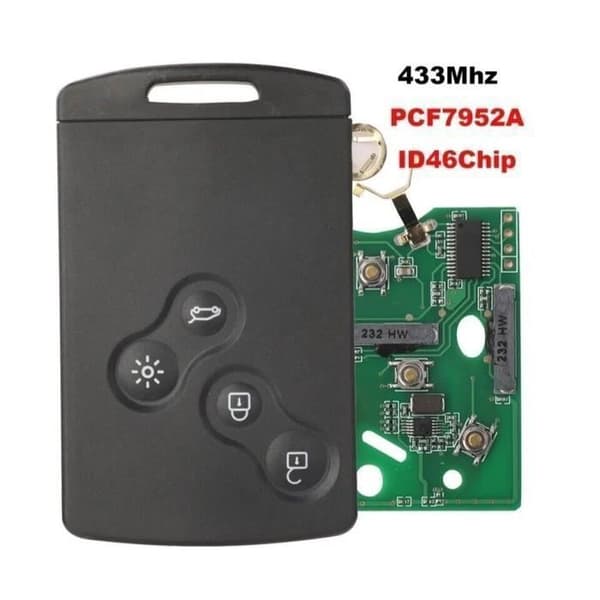 "Elektronisk tom nyckelkort med 4 knappar, kompatibel med Renault MEGANE 3, SCENIC 3, LAGUNA 3 för programmering."