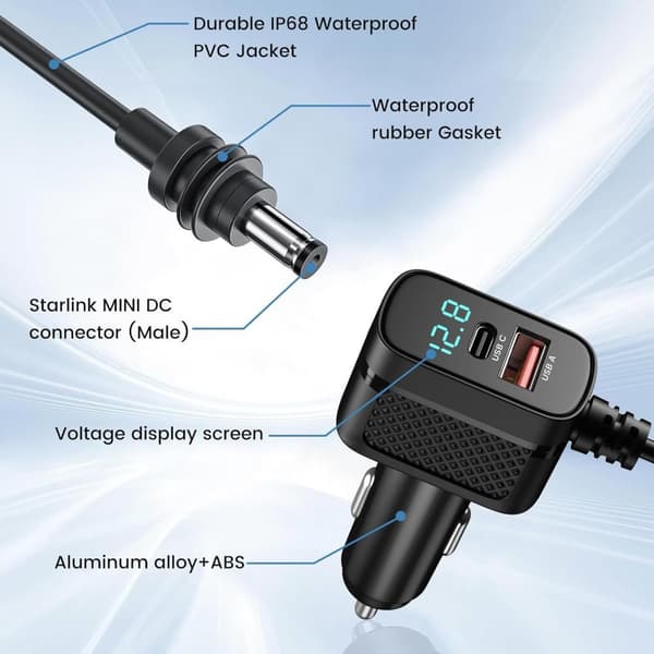INF Star Mini Starlink 12V-24V Bil Cigarettändaradapter