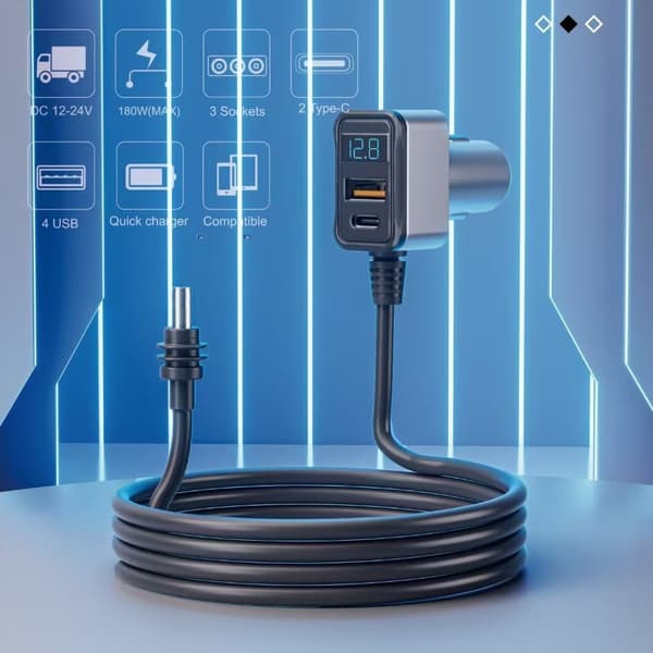 INF TR-69S Bil Cigarettænder Adapter med Digital Display