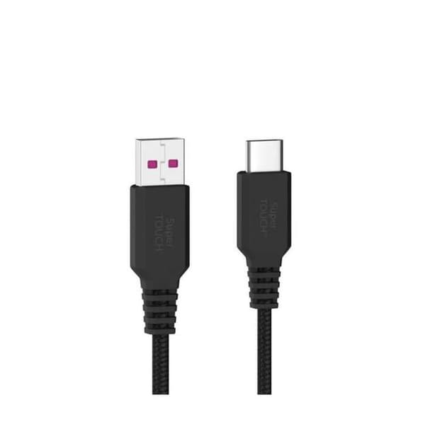 Laddare bil Dual Supertouch 2x USB-A med USB-C-kabel Svart