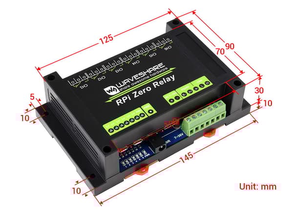 Industriell 6-kanalig RS485/CAN-relämodul för Raspberry Pi Zero
