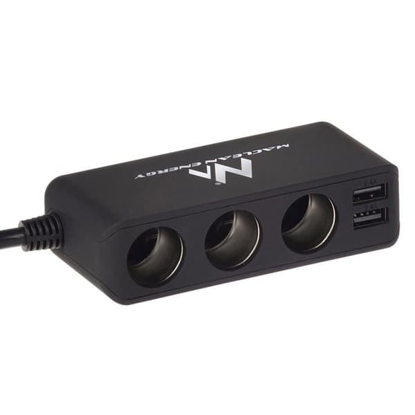 Maclean MCE117 Multi 3-vägs 2-utgång USB cigarettändaruttag