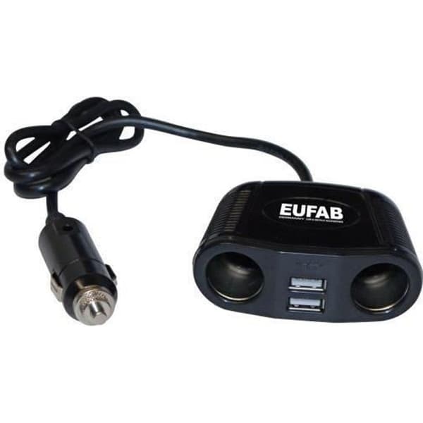 Dubbel cigaretttändar - CE-standard - 2 enheter - 1m kabel - Färg svart - Universell