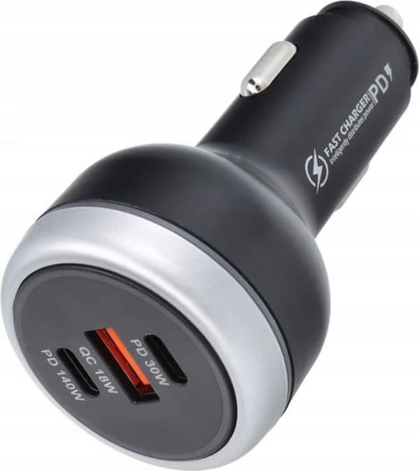 Allume cigare - OEM laddare för bil USB A + 2 x Typ C PD QC3.0 3A 191W CC69-2C1A svart