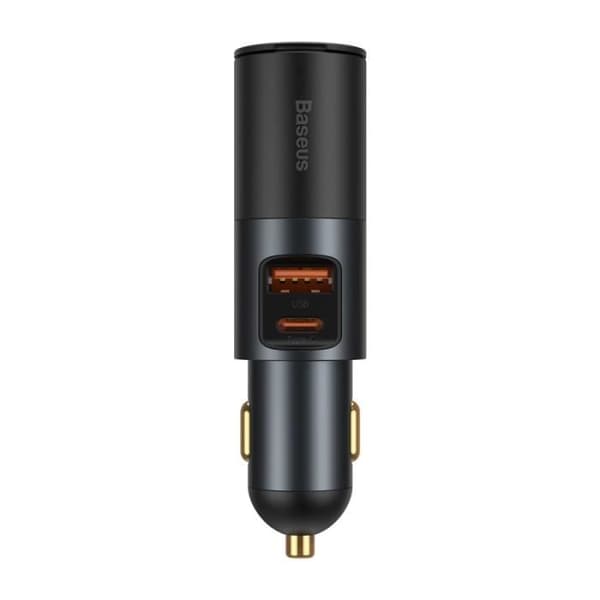 Cigarettändarladdare - BASEUS - 120W - Dubbel USB-port - Typ C - Snabbladdning