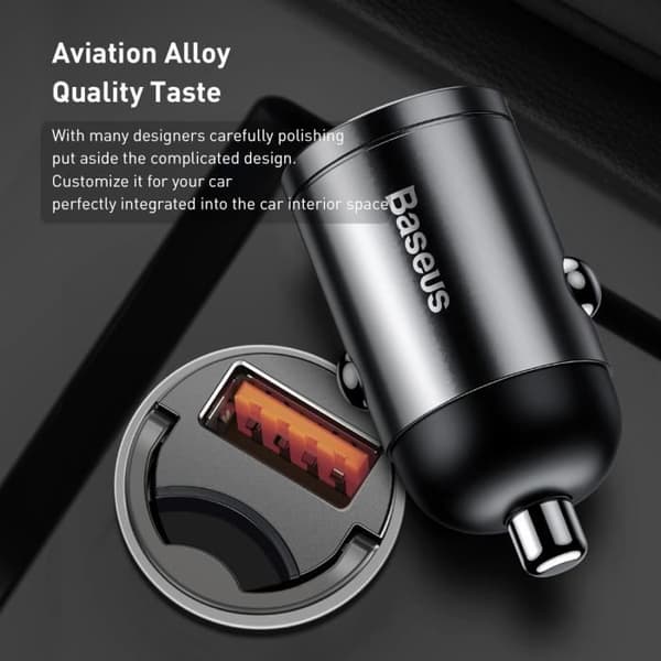 Baseus billaddare Cigarettändare Quick Charge USB QC 3.0 Kompatibel för Xiaomi Samsung