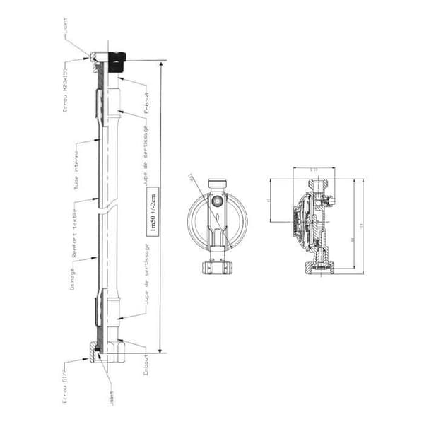 ROUSSEAU M20X150 butanregulator - Säkerhet 1,3 kg/h - 1,50m slang ingår
