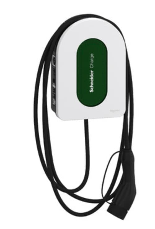 Schneider Electric EVH5A11N2C5 sähköauton latausasema Vihreä, valkoinen seinä 1