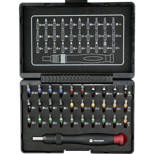 TOOLCRAFT 809204 Bit-Set 31 delar Spår, Stjärnspår Phillips, Stjärnspår Pozidriv, Inner-sexkantig, T-Profil