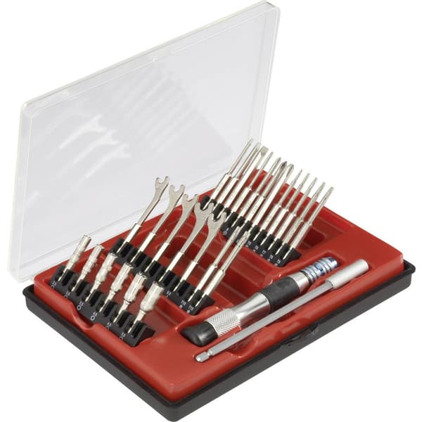 Donau Elektronik 815028 Bit-Set 27 delar Spår, Stjärnspår Phillips, T-Profil, Ytter-sexkantig