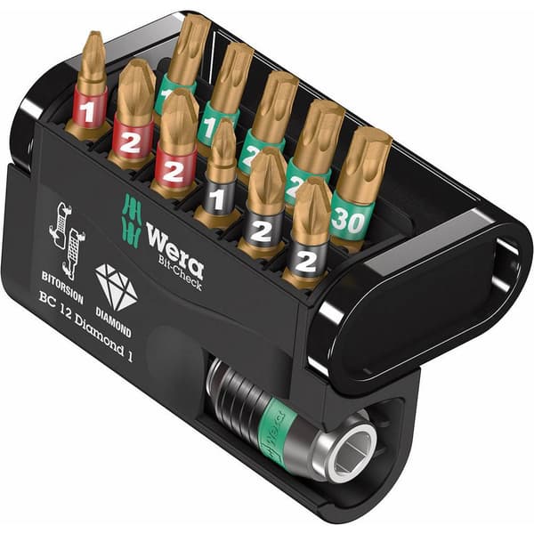 Wera Bit-Check 12 Diamond 1 05057421001 Bit-Set 12 delar Stjärnspår Pozidriv, Stjärnspår Phillips, Inner-TORX BiTorsion