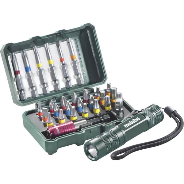 Metabo 626721000 Bit-Set 29 delar Stjärnspår Pozidriv, Stjärnspår Phillips, Spår, Inner-sexkantig, Inner-sextandhålsgre