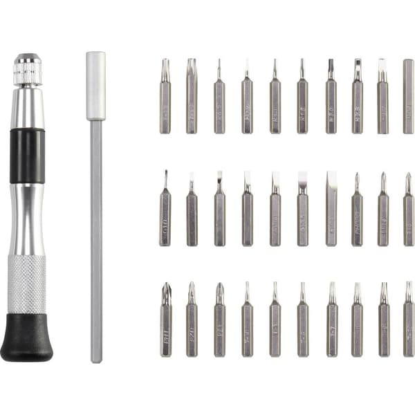 Basetech 1551464 Bit-Set 32 delar Stjärnspår Phillips, Spår, Stjärnspår Pozidriv, Inner-sextandhålsgrepp (TX), Inner-se