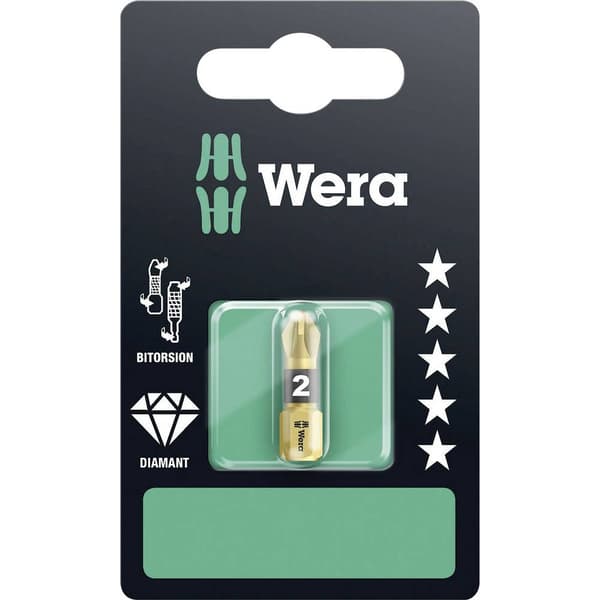 Wera 855/1 BDC SB SiS 05073337001 Stjärn-Bit PZ 2 Verktygsstål diamant-belagd D 6.3 1 st