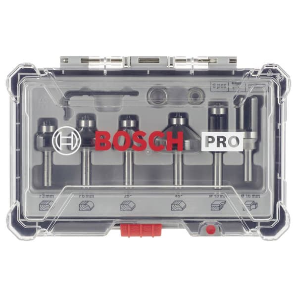 Bosch Accessories 2607017469 Kant- och kantfräs-set, 8-mm-skaft, 6-delars N/A