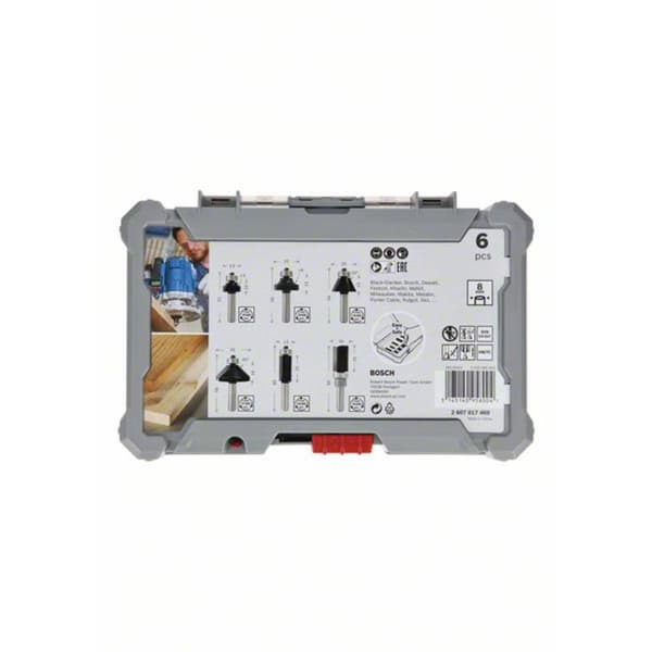 Bosch Accessories 2607017469 Kant- och kantfräs-set, 8-mm-skaft, 6-delars N/A