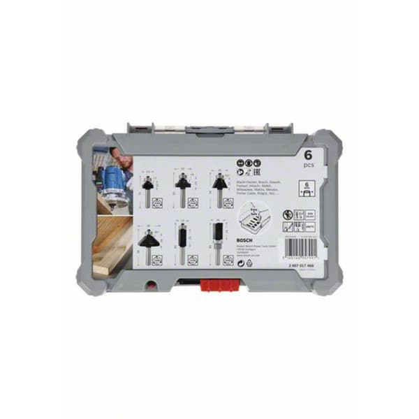 Bosch Accessories 2607017468 Kant- och kantfräs-set, 6-mm-skaft, 6-delars N/A