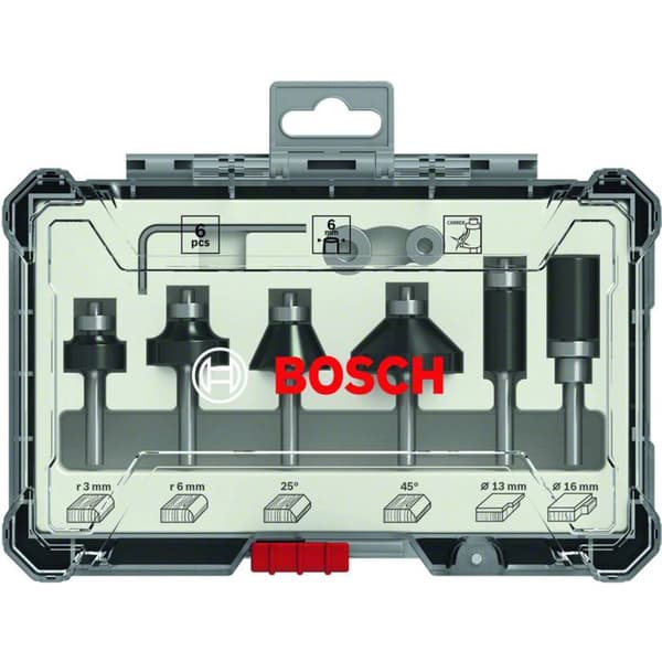Bosch Accessories 2607017468 Kant- och kantfräs-set, 6-mm-skaft, 6-delars N/A