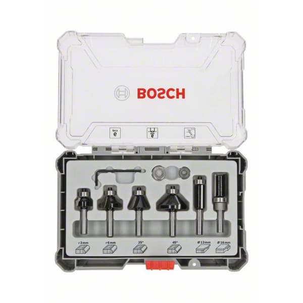 Bosch Accessories 2607017468 Kant- och kantfräs-set, 6-mm-skaft, 6-delars N/A