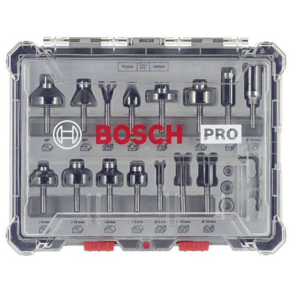 Bosch Accessories 2607017471 Fräs-set, 6-mm-skaft, 15-delars N/A