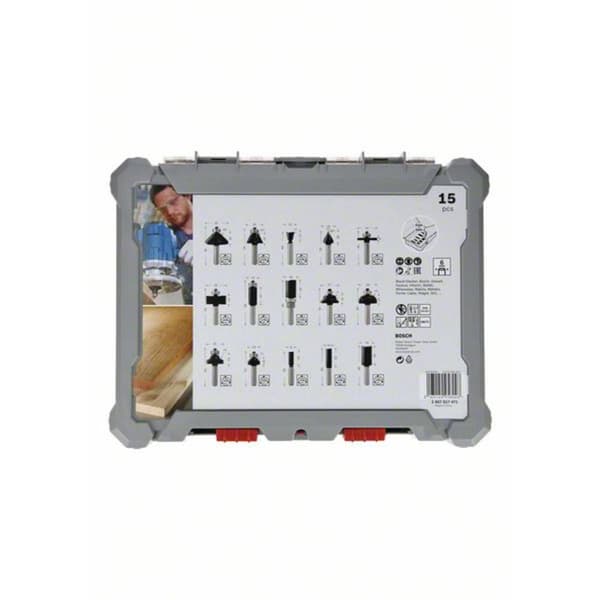 Bosch Accessories 2607017471 Fräs-set, 6-mm-skaft, 15-delars N/A