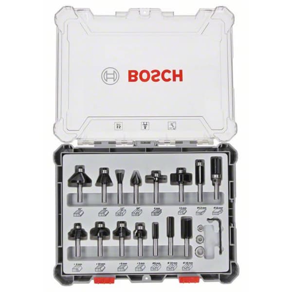 Bosch Accessories 2607017471 Fräs-set, 6-mm-skaft, 15-delars N/A