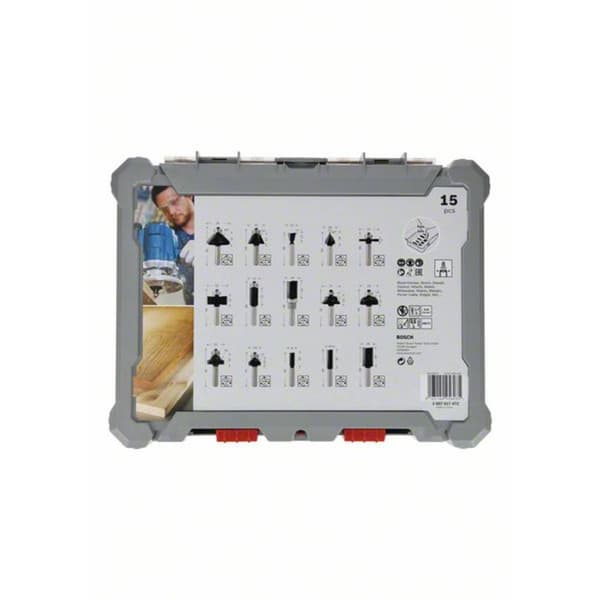 Bosch Accessories 2607017472 Fräs-set, 8-mm-skaft, 15-delars N/A
