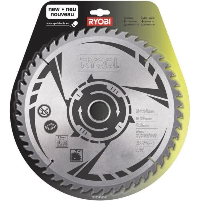 RYOBI Karbidblad 48 tænder i diameter 254 mm boring 30mm