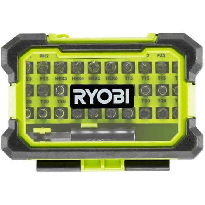 RYOBI stødfast kasse med 31 skruetilbehør