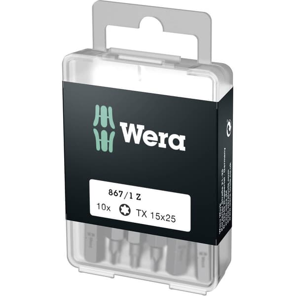 Wera 867/1 Z DIY SiS 05072407001 Torx-Bit T 15 Verktygsstål legerad, seg D 6.3 10 st