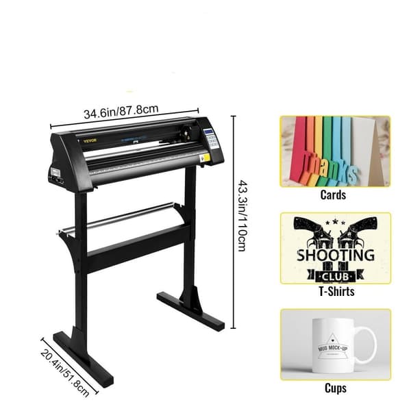 USB Vinylskärare/Plotter för skyltskärning - 28" Max Inmatning, 24,8" Max Skärning, 3 Blad, LCD-skärm & Kompatibel med Windows OS