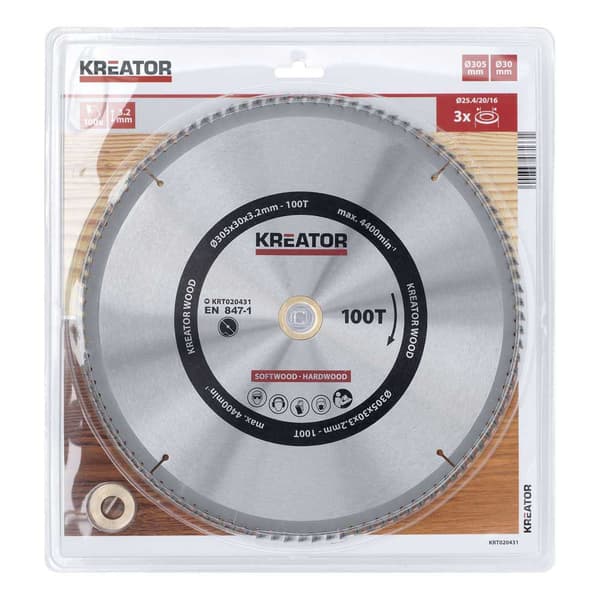 Kreator Træcirkelsavskive 305x30x3.2 Mm 100t Søvfarvet
