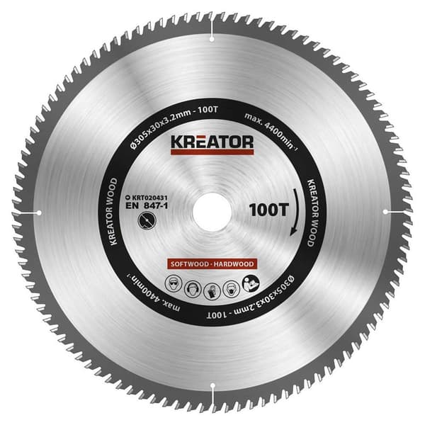 Kreator Træcirkelsavskive 305x30x3.2 Mm 100t Søvfarvet