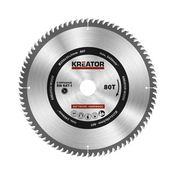 Kreator Træcirkelsavskive 250x30x3.0 Mm 80t Søvfarvet