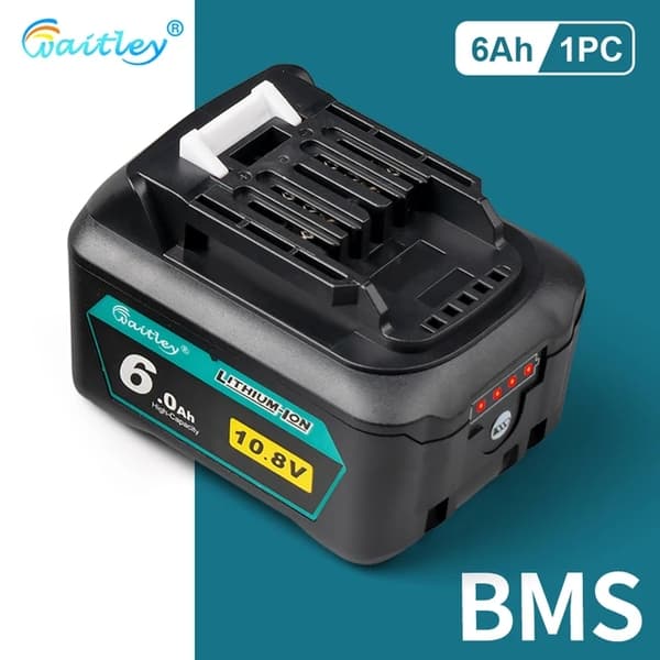 Litiumbatteri, 12V 60Ah kapacitet, uppladdningsbart för Makitas elverktyg, 6Ah batteri 1 st