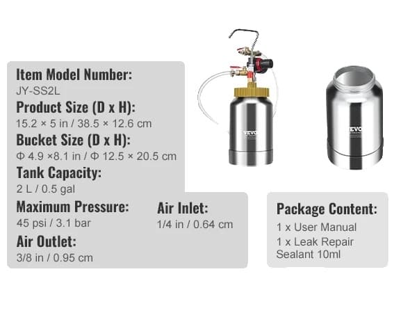 Sprayfärgstryckkärl, 2 liters kapacitet, lättviktsdesign, 2 L