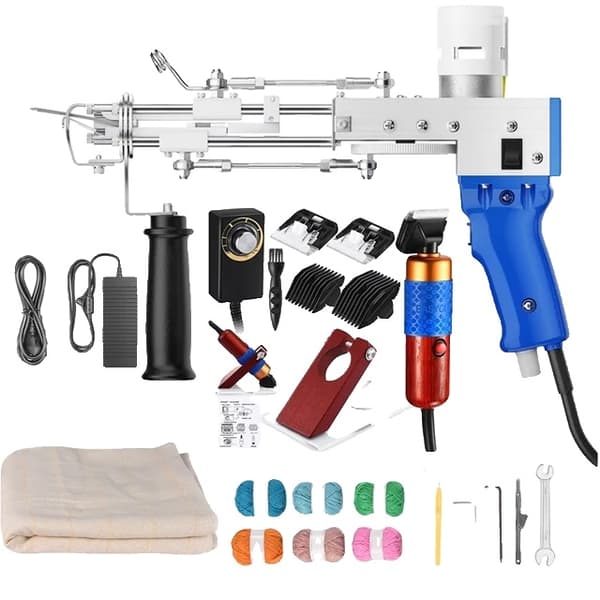 Tufting Gun Sæt, 2i1 Elektrisk Tufting Gun, 7-21mm Tufting Maskine, EU-stik 220V sæt