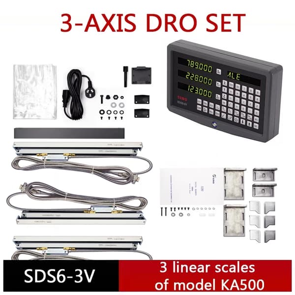 SINO 3-axlig digital avläsning, hög precision 5UM, mångsidig för fräsning och svarvning,DRO och 3 st KA300