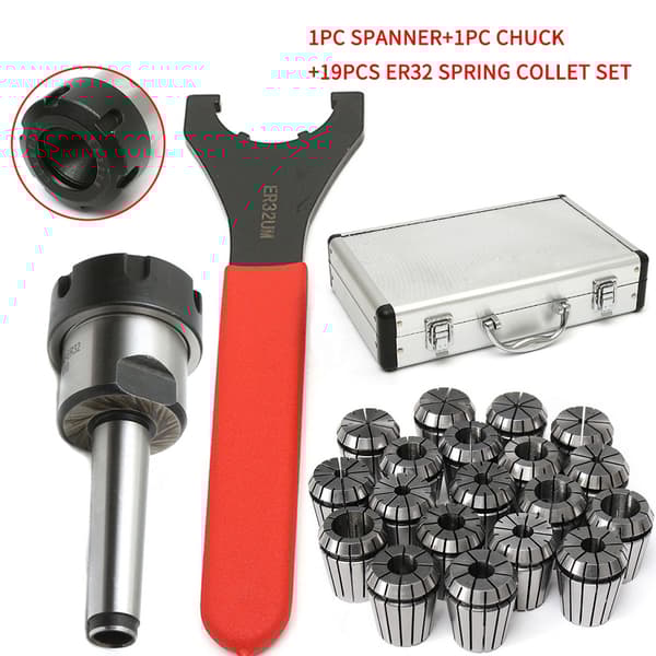 CNC Collet Chuck Sæt, 19 Stykker ER32 Forårs Collets, Præcisions Værktøjsholder til Fræsning og Gravering.