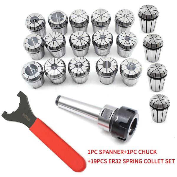 CNC Collet Chuck Sæt, 19 Stykker ER32 Forårs Collets, Præcisions Værktøjsholder til Fræsning og Gravering.