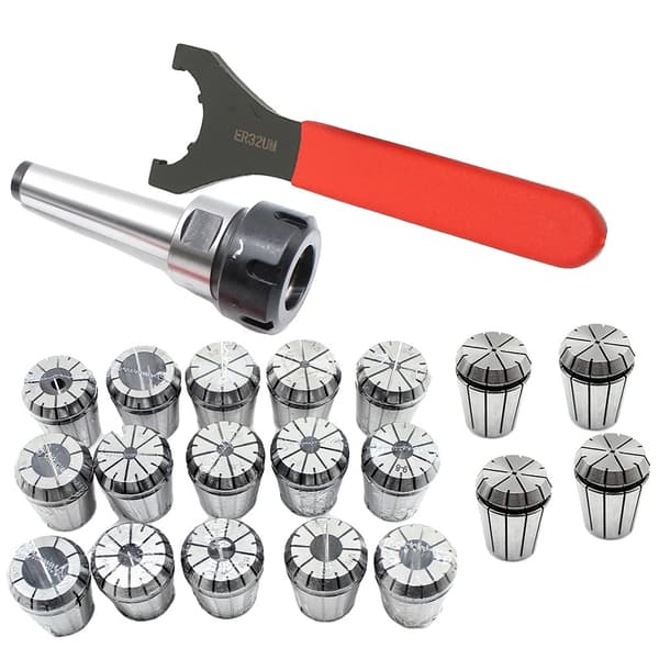 MT2 ER32 M10 Collet Set, 19 kpl jousipitimiä, korkealaatuinen teräsrakenne,Hopea