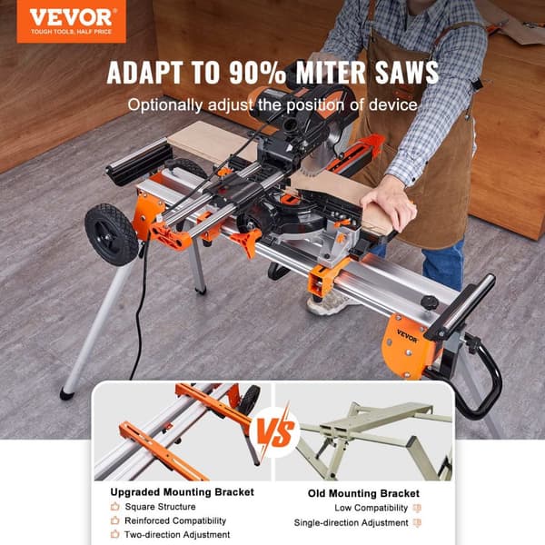 VEVOR Miter Saw Stand, Kraftigt Stålramme, 496 lbs Belastningskapacitet