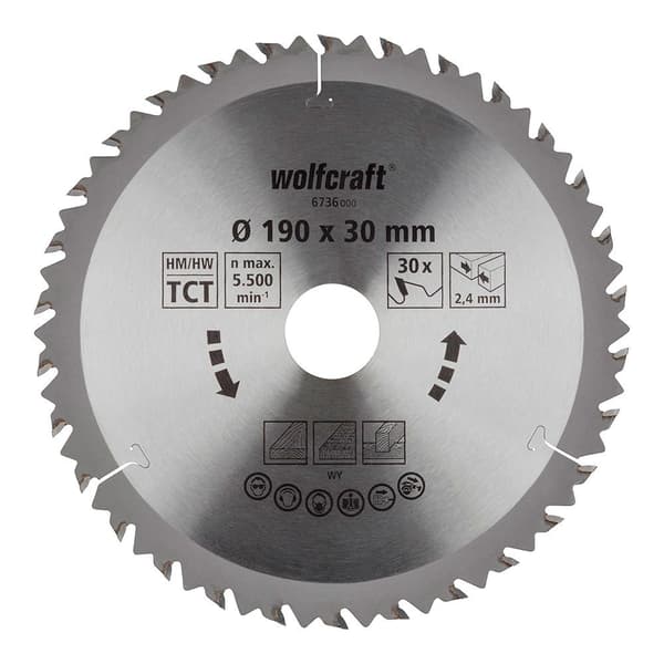 Wolfcraft Pyörösahan Terä 6736000 190 Mm Hopeinen