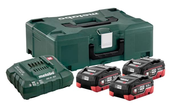 METABO BATTERISÆT 3 x 5,5Ah LIHD + ASC OPLADER 30-36 V + METALOC CASE