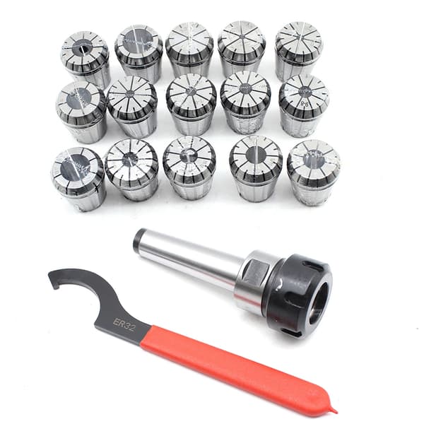 Precision MT3 Skruenøgle Sæt, 15 Stk ER32 Spændesæt, Spændingsområde 1-20mm,Stålfarve