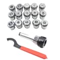 Miniatyrbillede 1 af 2: Precision MT3 Skruenøgle Sæt, 15 Stk ER32 Spændesæt, Spændingsområde 1-20mm,Stålfarve