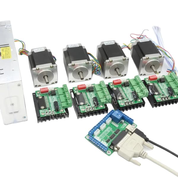 CNC Router Kit, 4-aksers opsætning, 270 oz-in steppermotorer, 350W strømforsyning