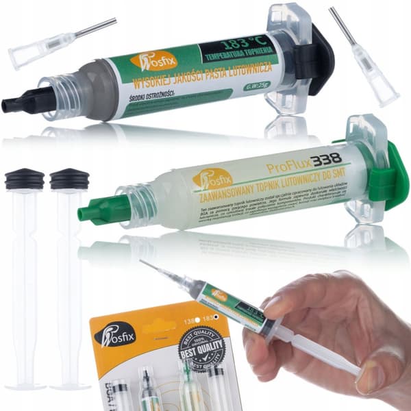 Rosfix ProFlux 338 juotossarja + Liquid Tin 183°C +2x mäntä, 2x neula