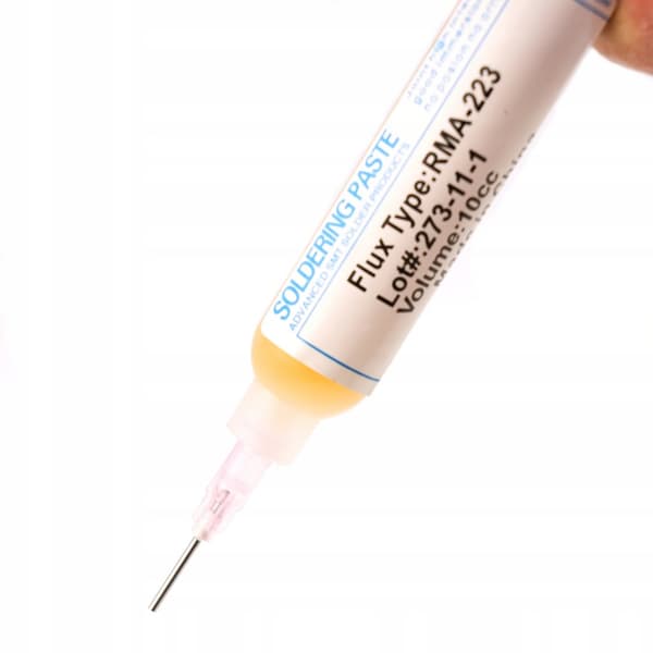 Rosfix Loddemiddel RMA-223 med stempel og nål + Loddetin 0,8 mm 10 g + 12 loddespidser 900M + fletning 3,5x1,5m + Måtte 30x20